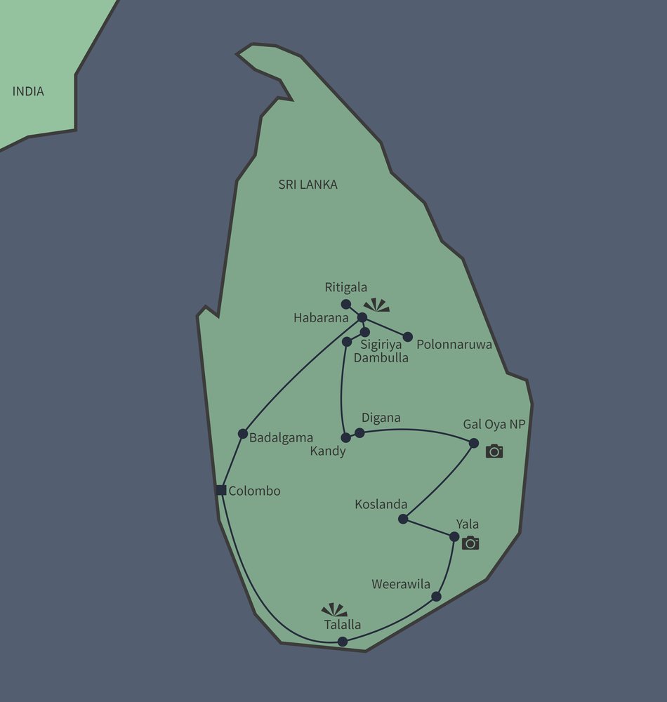 Routekaart van Puur Sri Lanka