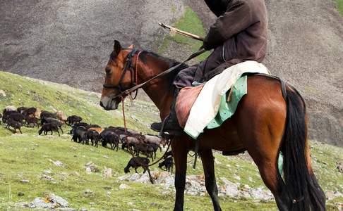 Lokale bevolking onderweg in Kirgizie